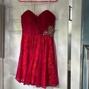 Cute a line pink and orange dress NWT with bling